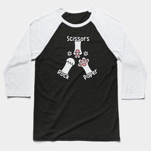 Rock Paper Scissors Cat Game Baseball T-Shirt